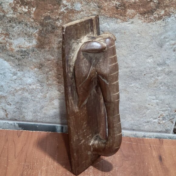 Hand Carved African Wood Door Pull Elephant Handle